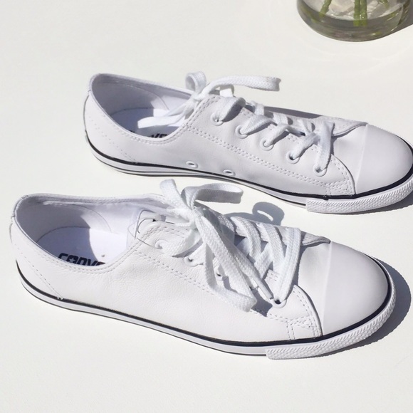 converse dainty mid white leather